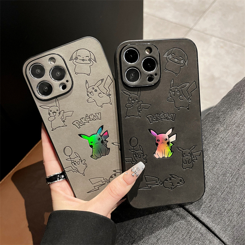 Phone Accessories To Sell - Cartoon Pikachu Faux Leather Laser Phone