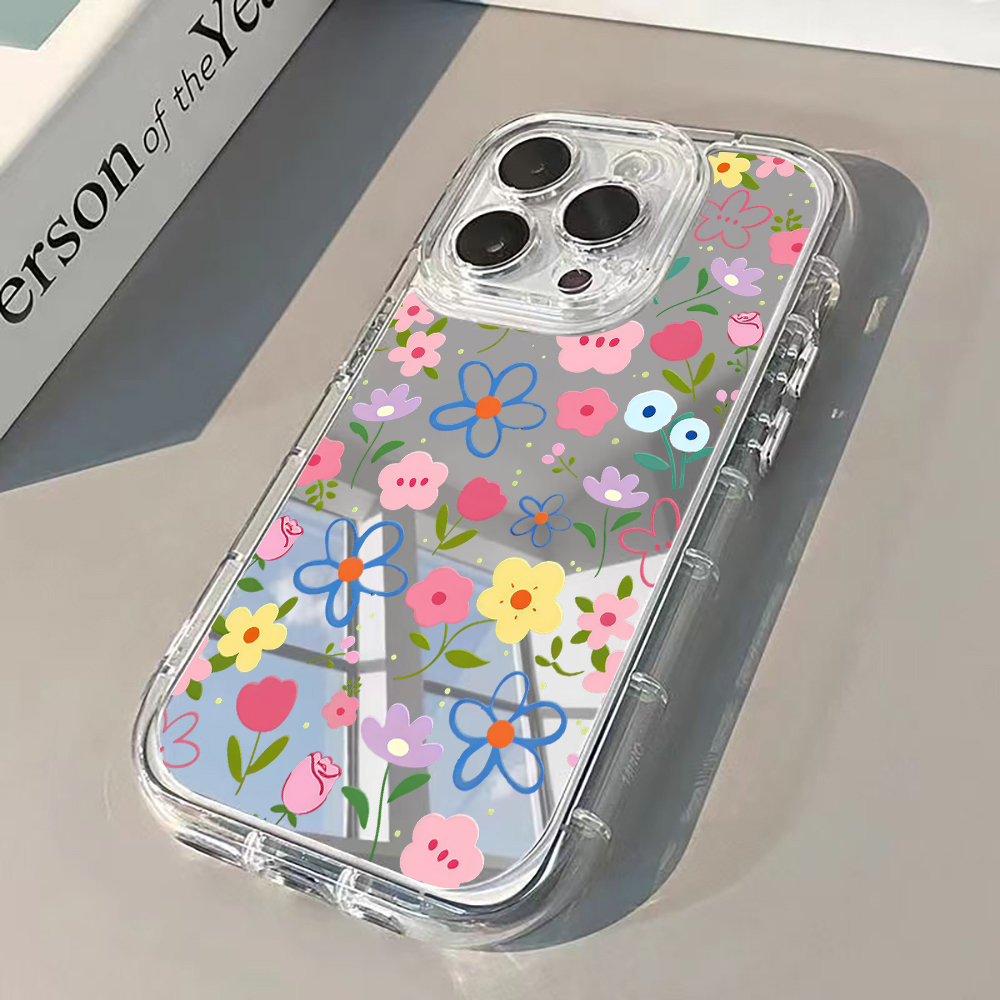 Phone Accessories To Sell - Korean Ins Style Floral Silver Mirror